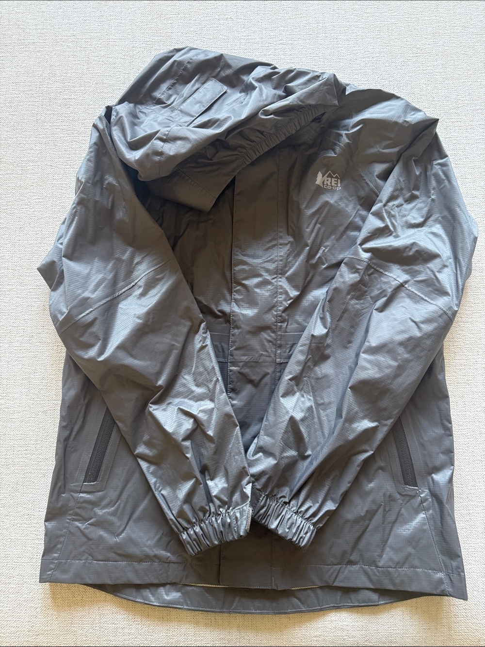 REI Kid’s Unisex Charcoal Gray Packable Raincoat